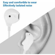White 3.5mm Earphones Headset Earbuds Wired Handsfree With Mic for iPhone & Android
