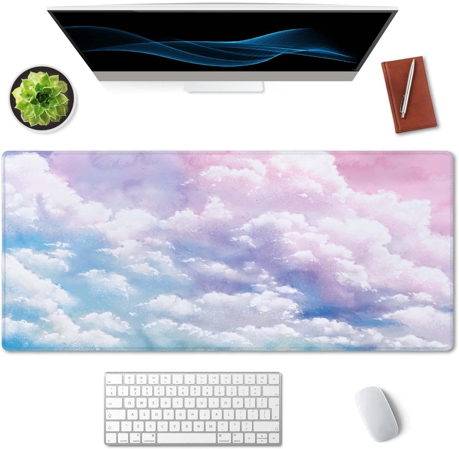 Cute Watercolor Pastel Sky Desk Mat, Cute Cloud Desk Mat, Cute Pink Sky Desk Pad, Sky Desk Mat, Desk Mat Cute, Extended Desk Mat, XXL Gaming Mouse Pad, Extended Mouse Pad, 35.5x15.7inch