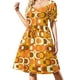 thumbnail image 1 of Vestido Retro de los años 70 para mujer vestido de noche de fiesta en tonos naranja y marrón, 1 of 6