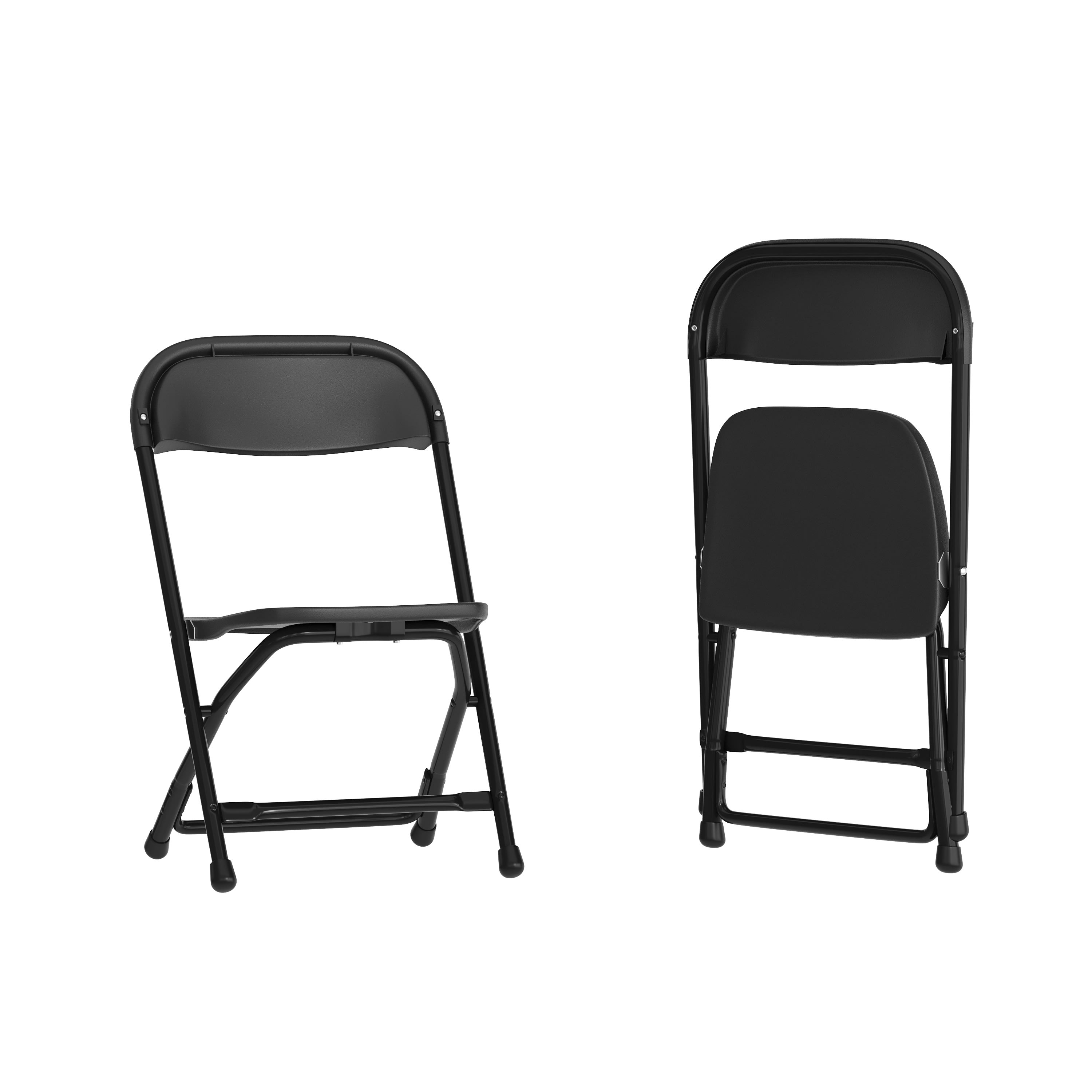 Emma + Oliver 2 Pack Kids Black Plastic Folding Chair