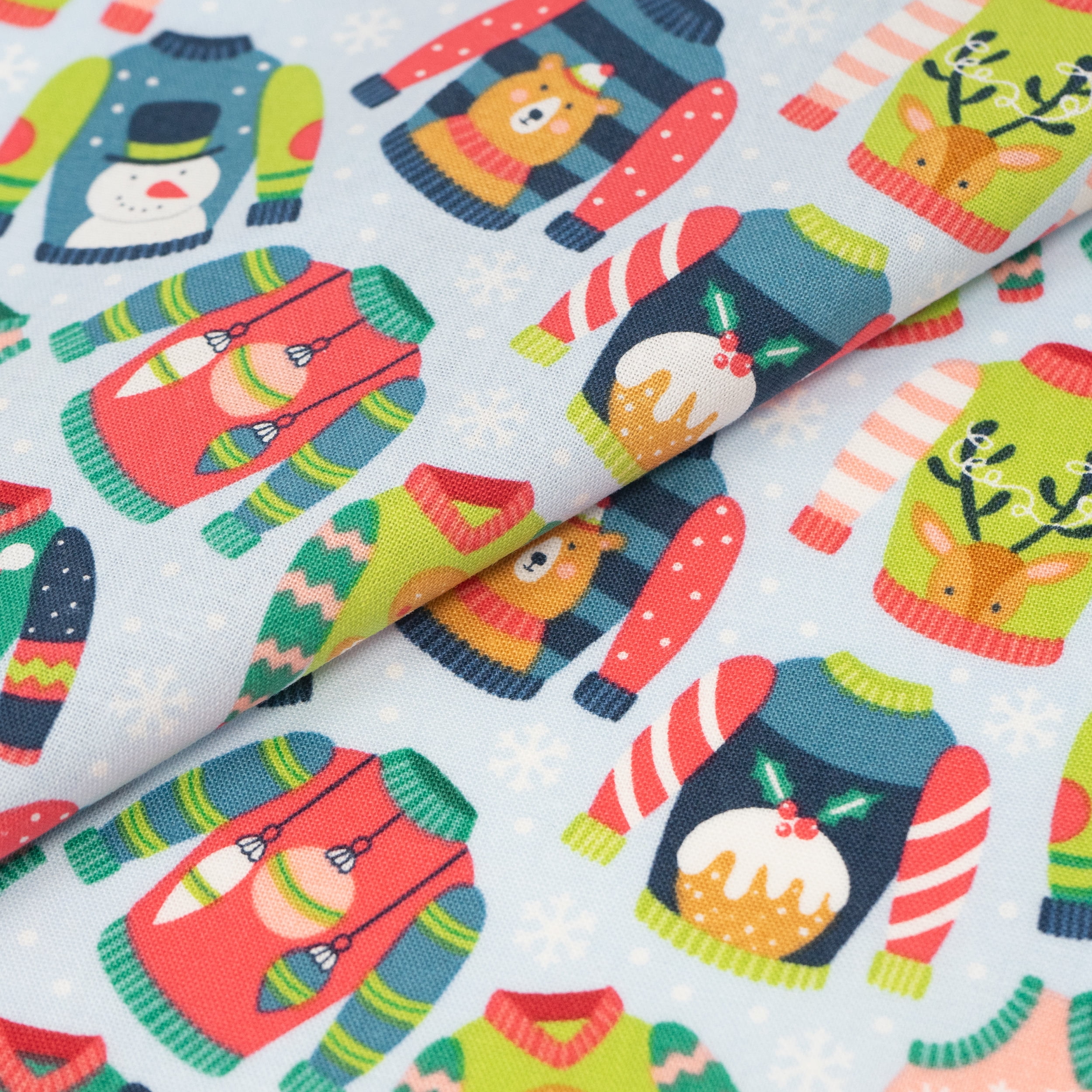 Singer Print Fabric, 100% Premium Cotton, Christmas Christmas Sweaters, 3 Yards