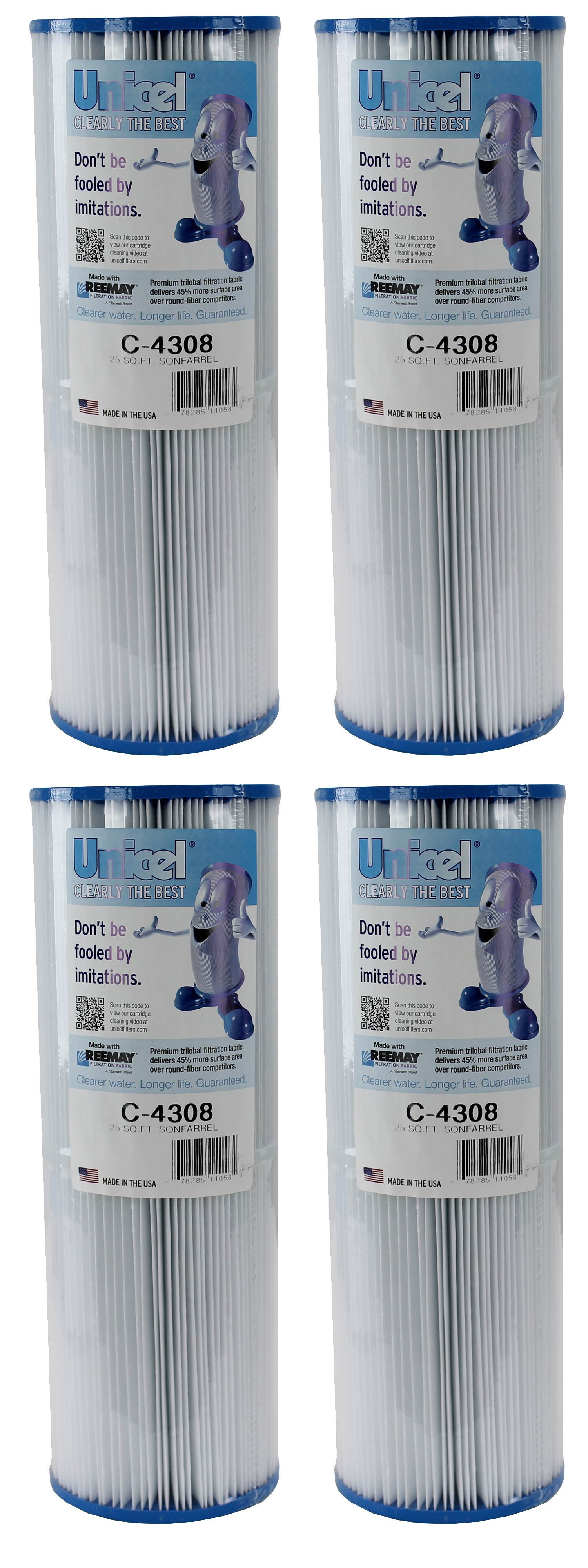 4) New Unicel C4308 Spa Hot Tub Replacement Filter Cartridges 25 Sq Ft