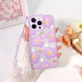 thumbnail image 4 of Compatible for iPhone 14 Pro Max Case Clear Cute Flower Floral with Chain for Girls Women Pattern Soft TPU Shockproof Protective Girly for iPhone 14 Pro Max-Purple Flower, 4 of 7