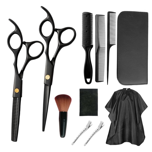 Conjunto de barbero Kits de peluquería 13 PCS Juego de tijeras de peluquero profesional de acero inoxidable Recortador de dientes para el cabello Tijeras de corte plano Peine Maboto Conjunto de barbero