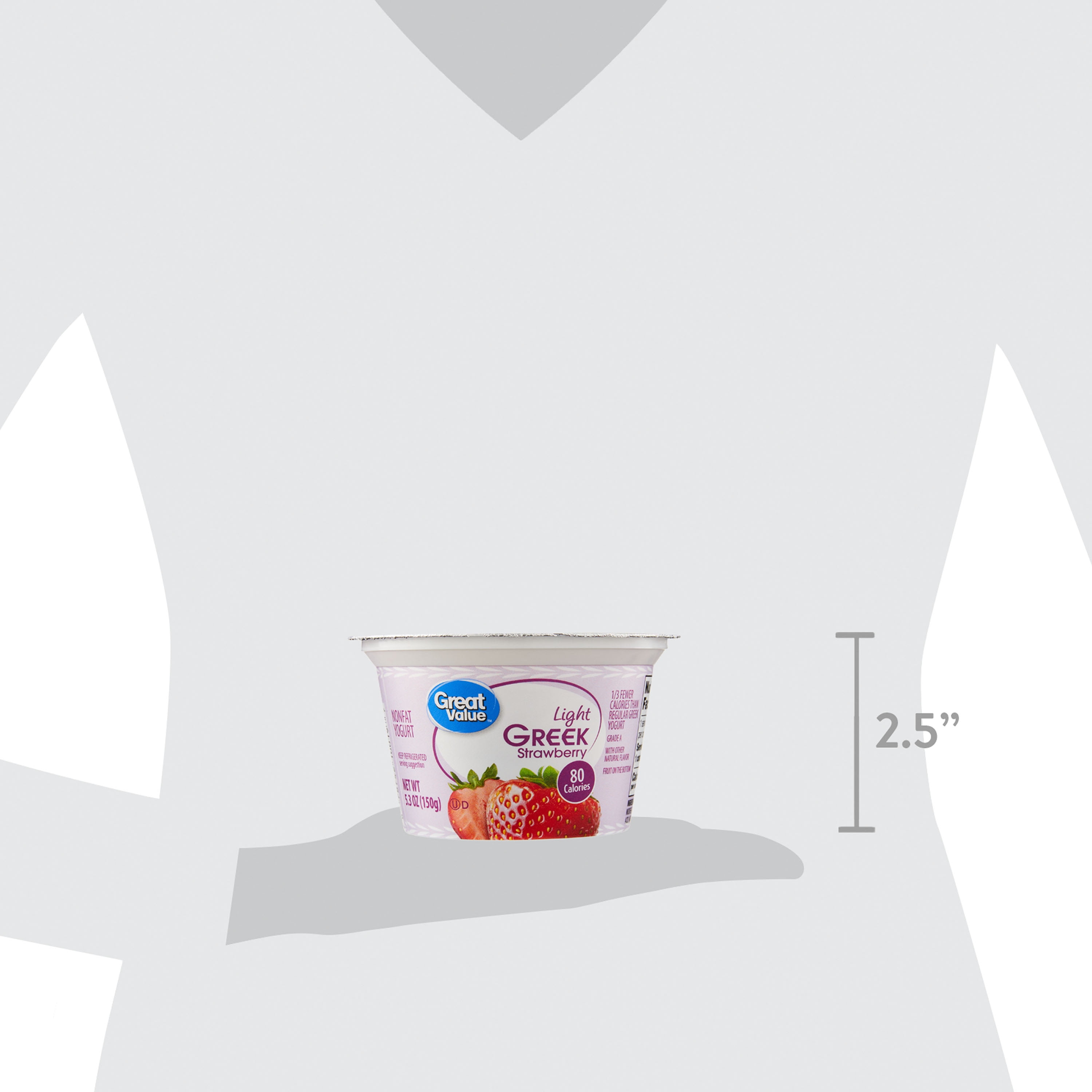 Great Value Strawberry Light Nonfat Greek Yogurt, 5.3 oz Individual Cup