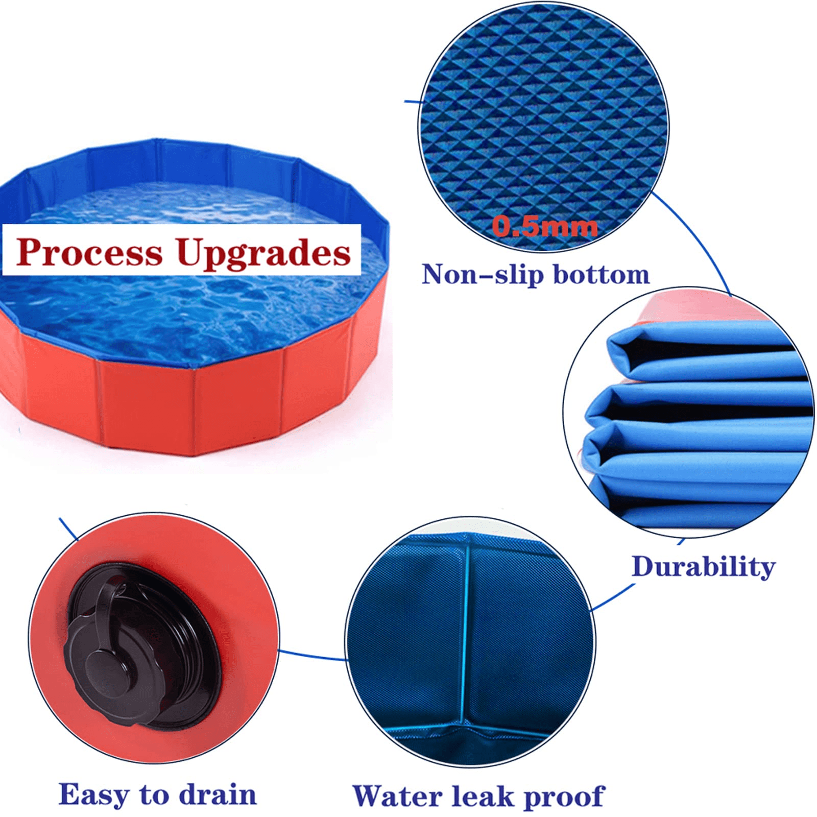 Collapsible Pet Dog Bath Pool, Kiddie Pool Hard Plastic Foldable Bathing Tub PVC Outdoor Pools for Dogs Cat Kid