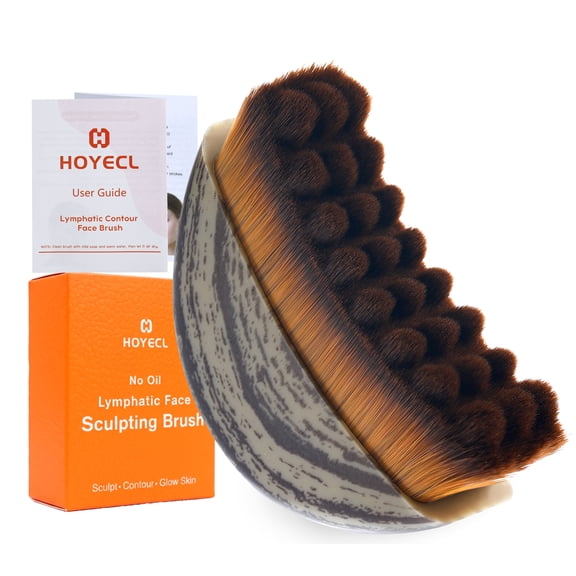 Hoyecl No Oil Lymphatic Face Sculpting Brush, Reduce Morning Puffiness, Sculpt Contour and Glow Skin Naturally, Soft Facial Lymphatic Drainage Brush for Mature Skin