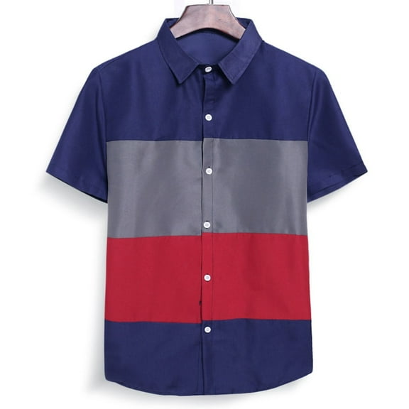 TIHLMK Mens Tshirts Men's Summer Casual Fashion Color Collision Short Sleeve Thin Shirt Top Blouse