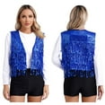 thumbnail image 2 of renvena Women Fringe Sequins Vest Slim Fit Jacket Tassel Vest Tops Sleeveless Disco Nightclub Royal Blue S, 2 of 7