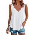 thumbnail image 2 of ZunFeo Plus Size Eyelet Tank Top for Women White Scalloped V-Neck Loose Fit Sleeveless Summer Casual Tunic Beach Cover Up,Size XL, 2 of 8