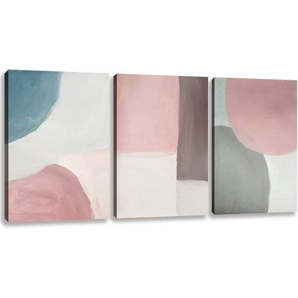 Abstract Canvas Wall Art Contemporary Pink Blue Art Prints Modern Poster Pictures Home Decor for Living Room Dining Room Bedroom Office Wall Decorations 12”x16”x3pcs