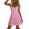 thumbnail image 4 of Vetsdori Womens Summer Mini Dresses Casual, Cotton Linen A-Line Slip Dress Tank Sleeveless,V-Neck Pleated Party for Ladies Lightweight, 4 of 7