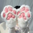 thumbnail image 5 of Byfri White Furry Cat Paw Full Finger Mittens, Plush Animal Gloves for Themed Festivities, White 32x24cm, 5 of 7
