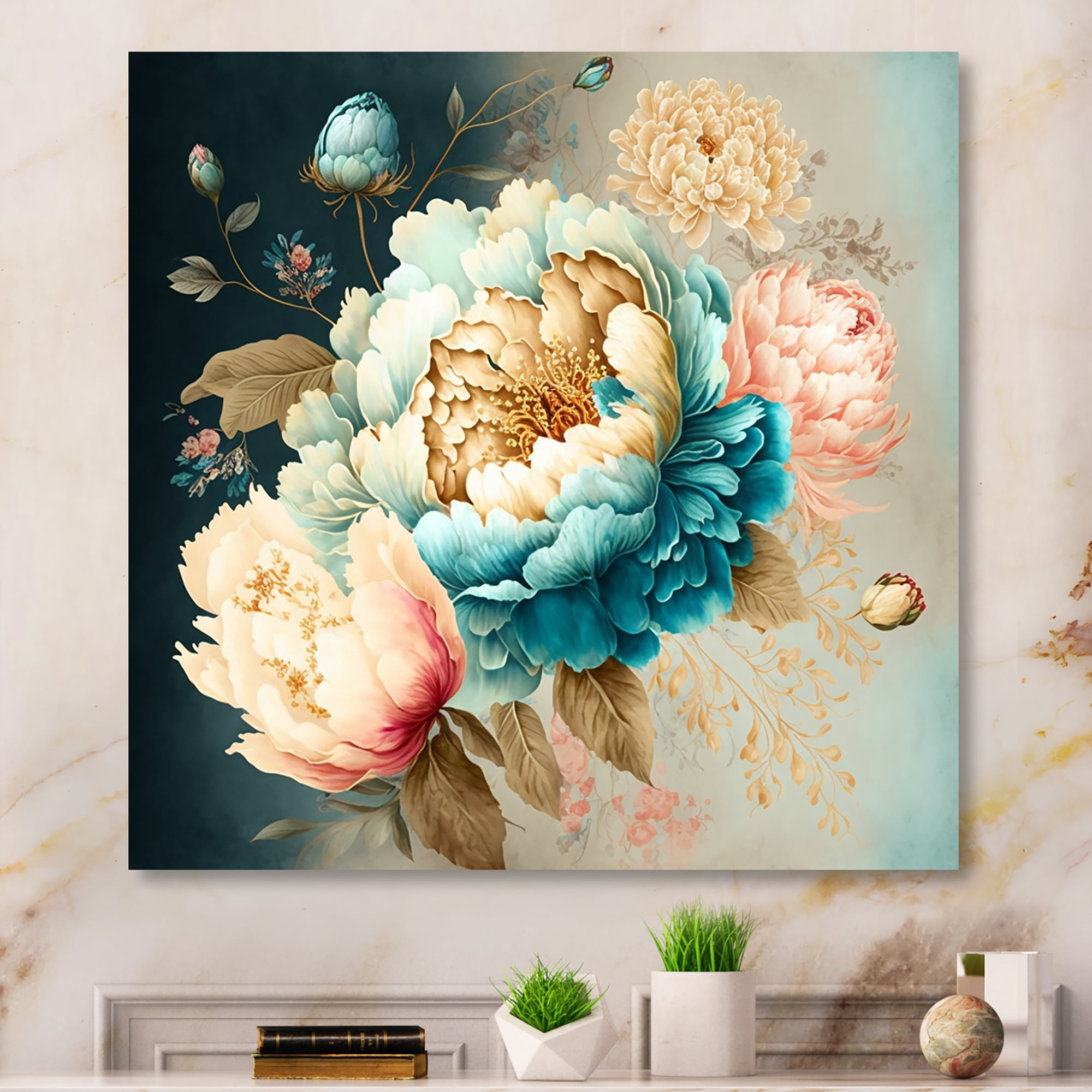 Designart Multi-Color Blooming Flowers III Canvas Wall Art