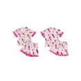 thumbnail image 2 of RUINIXCW Toddler Baby Girl Back to School Kids Pajamas Set Summer PJS Set Sleepwear Bow Pencil Printed Short Sleeve Button Down Shirt and Ruffle Shorts Set Homewear Loungewear 1-7 Years, 2 of 9