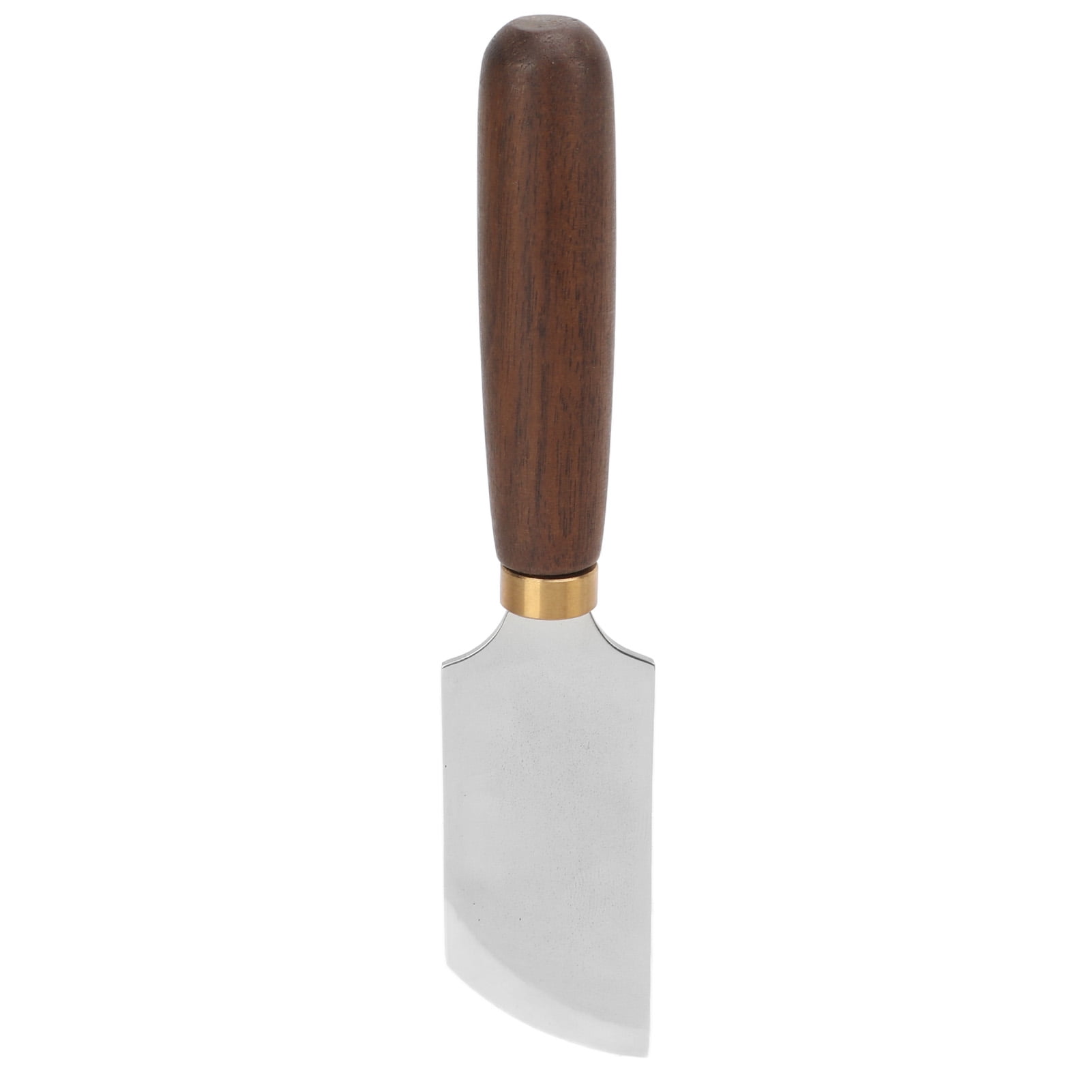 household leather cutting knife, stainless steel, walnut leather cutting knife DIY bevel peeling knife with wooden handle leather work tool 8.1x9.4 cm brown