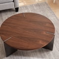 thumbnail image 3 of Walnut Wood Round Coffee Table | Eco - friendly Choice for Families, 3 of 5