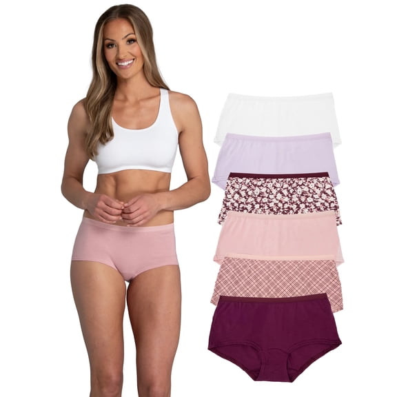 Fruit of the Loom Women's Assorted Cotton Boy Short, 6 Pack