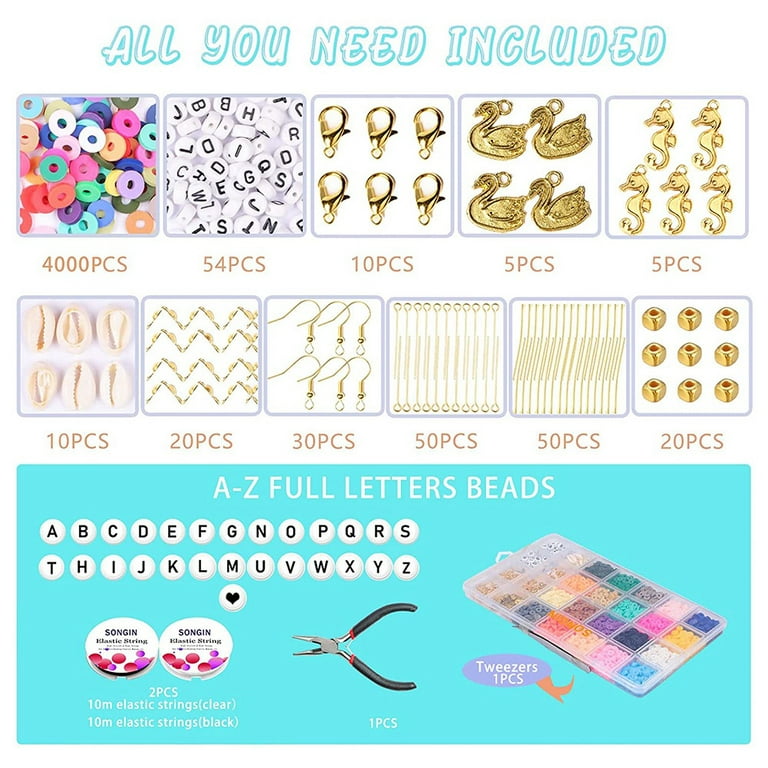 1 Set Clay Beads Kit For Bracelet Making, Round Spacer Preppy Beads