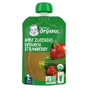 Gerber 2nd Foods Organic for Baby Baby Food, Apple Zucchini Spinach Strawberry, 3.5 oz Pouch