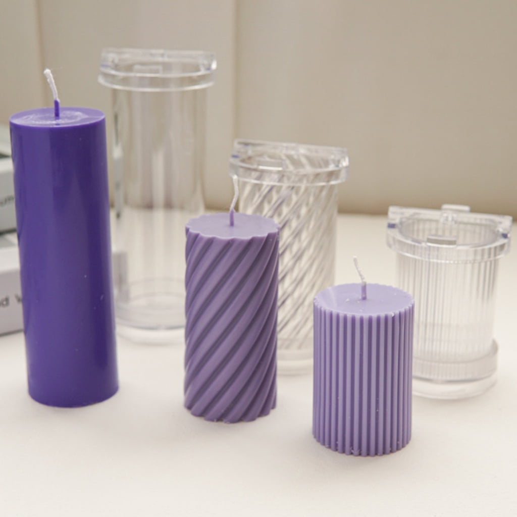 DIY Round Fine Tooth Cylindrical Candle Plastic Mold Striped Candle Acrylic Mold Candle Making Set Mold
