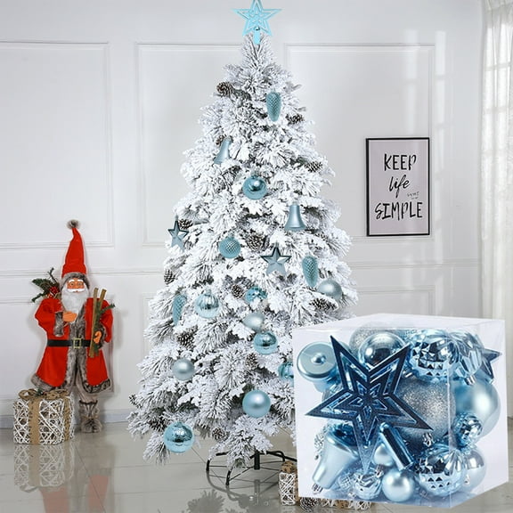 Holloyiver Christmas Ball Ornaments - 45pcs Shatterproof Christmas Ornaments Set, Multiple Styles Ornaments For Christmas Trees, Party Decoration