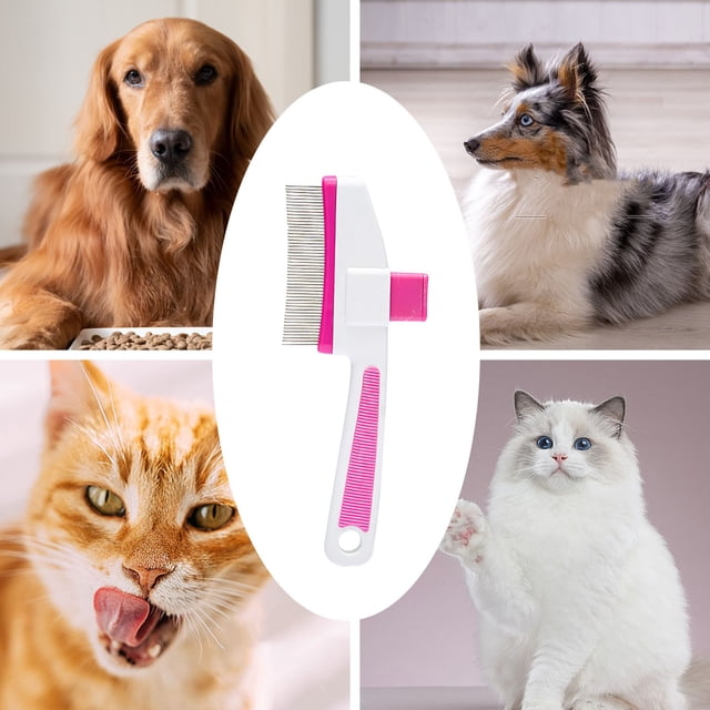 Pet Massage Comb for Cats & Dogs, Stainless Steel Rounded Teeth, One-Button Hair Removal, Grooming & De-shedding Tool, Universal for All Breeds, Durable & Comfortable, Sky Blue/Green/Rose