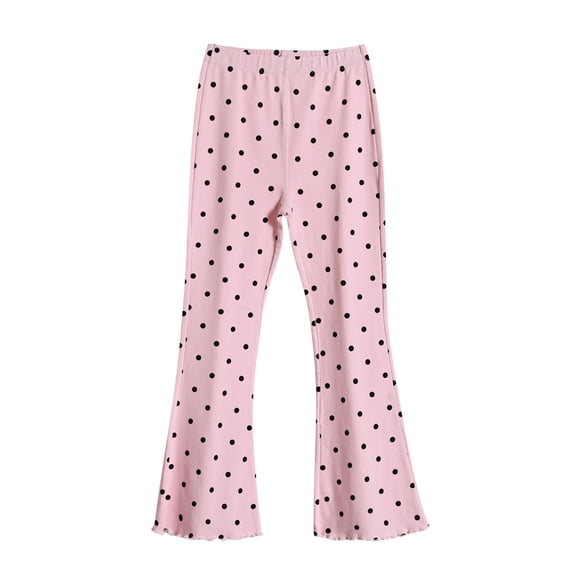 Ruyang Kids Girls Flared Pants Polka Dot Mid Waist Stretchy Sweatpants Summer Toddlers Sweet Versatile Casual Trousers