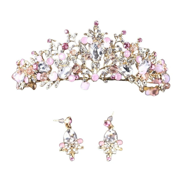 Coronas de tiara Elegante corona de princesa de cuento de hadas Corona de reina para fiesta de Halloween Estilo A y pendientes
