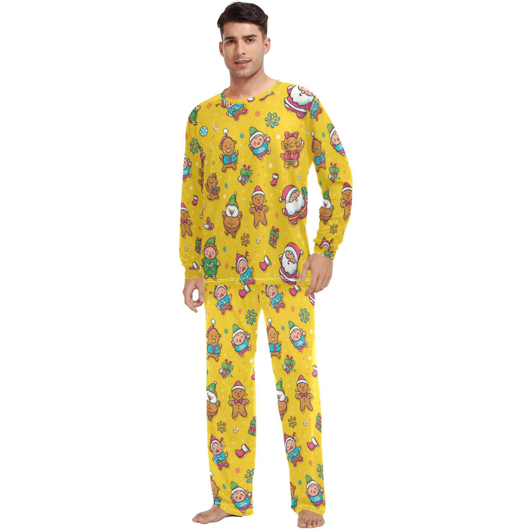 Matching Pajamas for Couples Santa Claus Elves and Gingerbread Men His and Hers Pajamas Sets Soft Long Sleeve Sleepwea