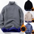 thumbnail image 2 of comerut Men Winter Sweater Knitting Turtleneck Fleece Solid Color Thicken Keep Warm Neck Protection Plus Size Pullover Spring Sweater Male Clothes, 2 of 8
