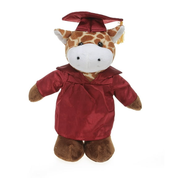 Made by Aliens Personalized Giraffe-Red Stuffed Animal Plush Toy – Perfect Gift for Graduation  Name or Your School Logo on Gown, Best for Any Grad School Kids 12 Inches