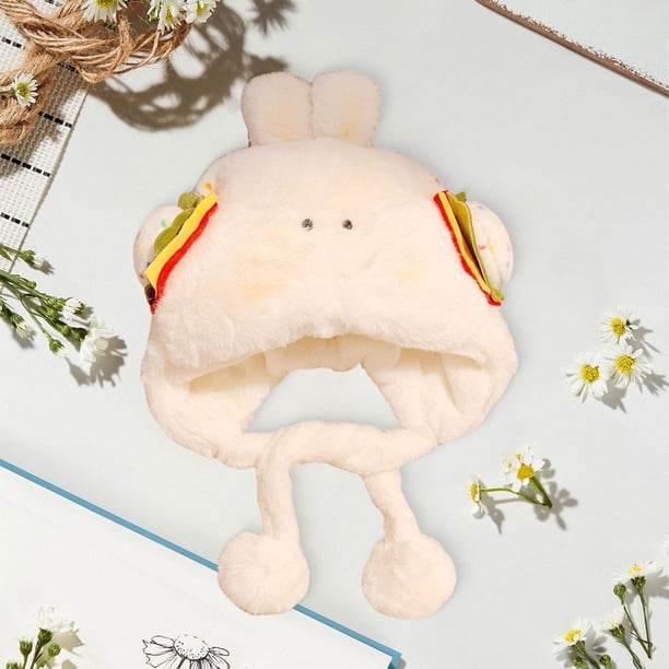 Gorro de peluche de invierno, accesorio fotográfico, ideal para ir de compras al libre en y las vacaciones. Beige