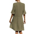 thumbnail image 6 of Biezeib Women's Summer Short A-line Dress Solid Color/Floral Print Short Sleeve V Neck Dress, 6 of 6