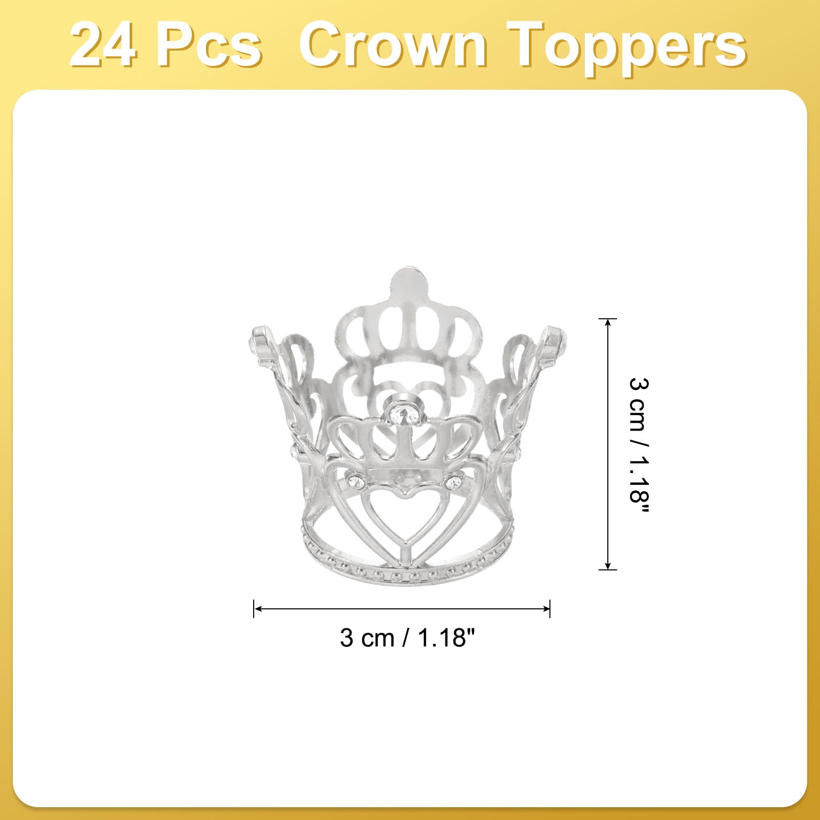 Unique Bargains Mini Crown Cake Toppers for Birthday Cake Decor Wedding Party Silver