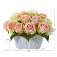 thumbnail image 2 of Nearly Natural A1112 Rose & Hydrangea Artificial Arrangement in Decorative Vase, 2 of 2