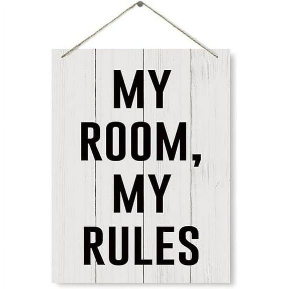 Farmhouse Wood Sign My Room My Rules Sign Decorative Wood Plaque For Hanging Funny Room Decor Room Door Sign Wall Decor Art Playroom Decor Game Rom Decor Home Decor For Kids Bedroom Teen Gift