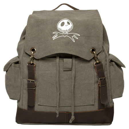 Jack Nightmare Before Christmas Bat Canvas Rucksack Backpack with Leather
