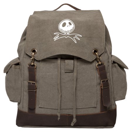 Jack Nightmare Before Christmas Bat Canvas Rucksack Backpack with Leather (Best Dslr Bag For Backpacking)