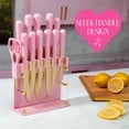 thumbnail image 5 of Paris Hilton 13-Piece Knife Block Set with Acrylic Shield, Gold Titanium-Coated Stainless Steel Blades, Pink Faceted Handles, 5 of 5