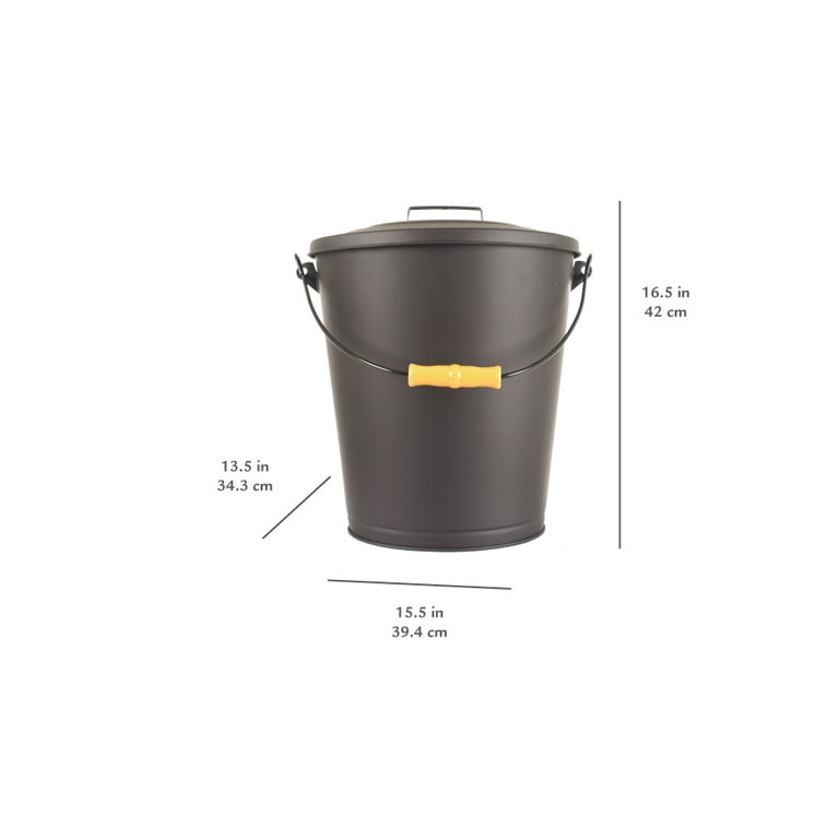 Ash Bucket with Handle and Lid - Oval, Anthracite 15 Litres