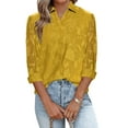 thumbnail image 1 of Asyoly Womens Tops Casual Solid Color V Neck Elegant Shirts Long Sleeve Button Down Work Blouses for Women, 1 of 3