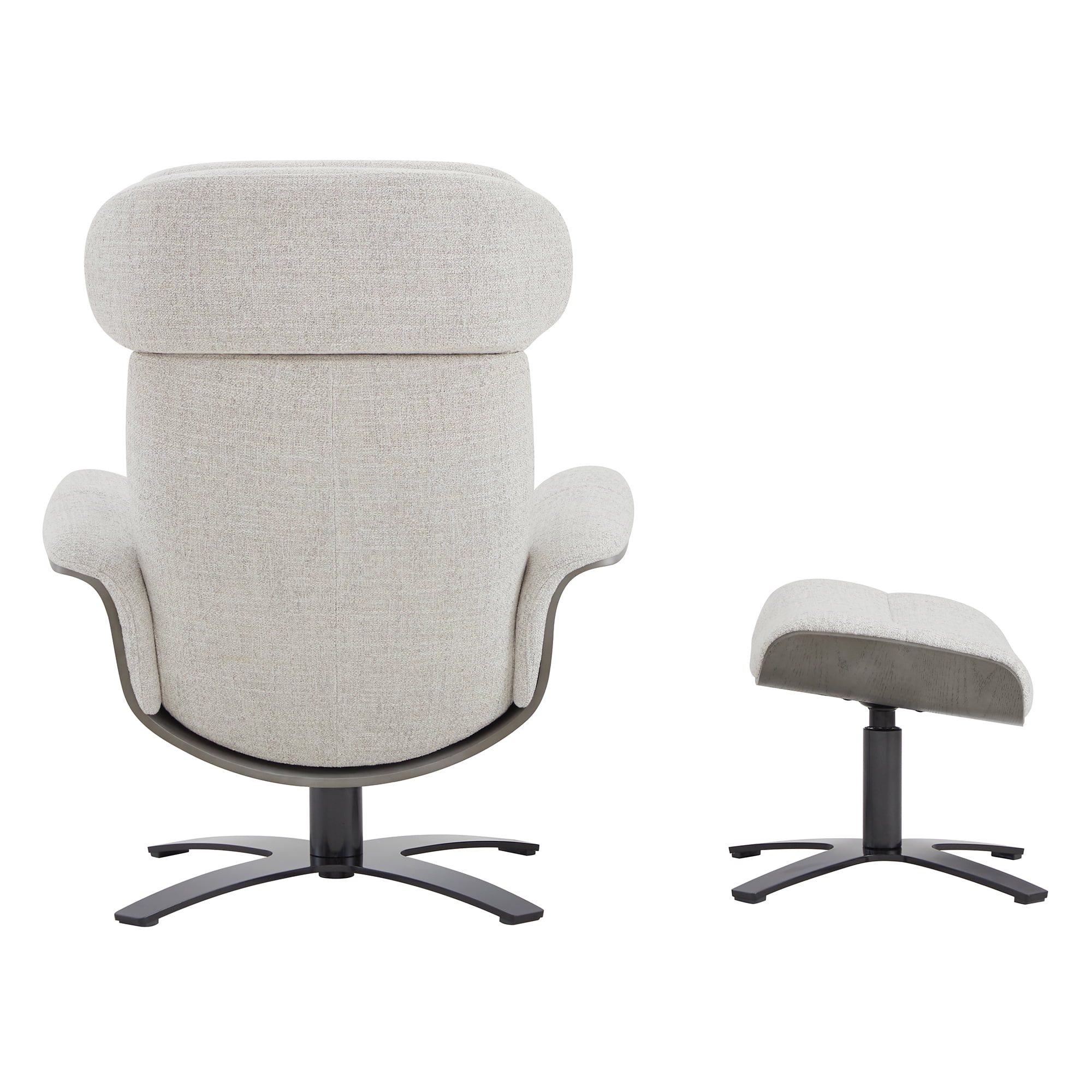 CHITA Swivel Recliner Chair with Ottoman Set & Adjustable Headrest, Fabric Lounge Accent Arm Chairs for Living Room Bedroom, Cloud