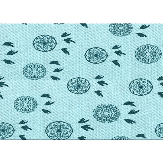 Ahgly Company Indoor Rectangle Patterned Electric Blue Area Rugs, 8' x 10'