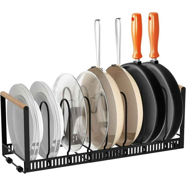 FUPOJH Upgraded Expandable Pot Rack Organizer, Iron, Kitchen Pot Racks, Pot Rack, Black, 37.8 inches, For Cookware