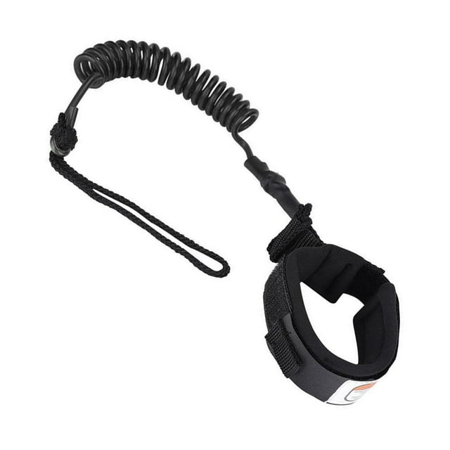 Kayak Paddle Rope Anti-lost Coiled Spring Leash Surfboard Leg Foot Ankle Rope Surfing Accessory, Black