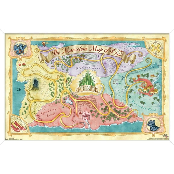 The Wizard Of Oz - Map Wall Poster, 14.725" x 22.375", Framed
