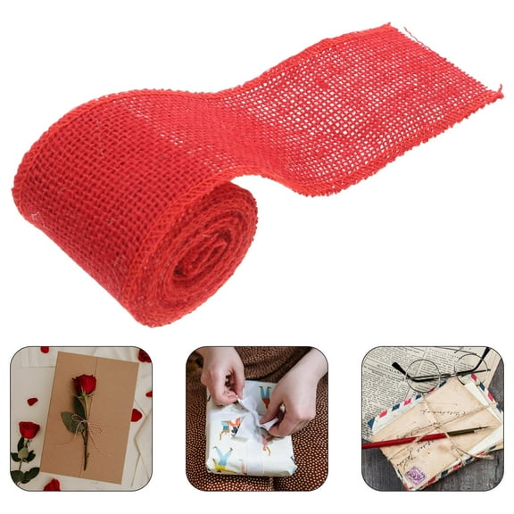 AURARMLET Red Jute Burlap Ribbon for Weddings 1Pack