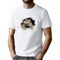 thumbnail image 1 of Camiseta informal de verano para hombre, con cuello redondo y estampado de gatitos, ligeramente elástica, corte regular, manga corta a la moda para uso diario., 1 of 6