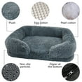 thumbnail image 3 of Calming Dog and Cat Bed, Plush Fluffy Pet Cushion, Raised Edges Soft Indoor Kennel Bed, Non-Slip Bottom, Cozy Pet Sleeping House(Dark Gray, 15.74x11.81x4.72in), 3 of 6